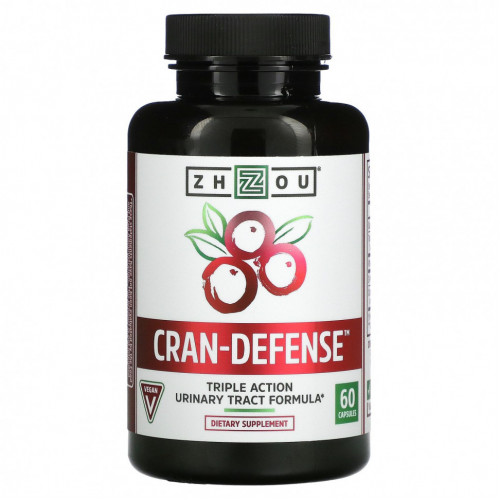 Zhou Nutrition, Cran-Defense, добавка для поддержки мочевыводящих путей, 60 капсул