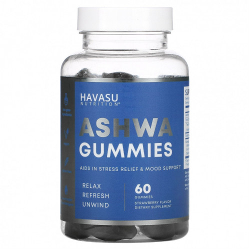 Havasu Nutrition, Ashwa Gummies, клубника, 60 жевательных таблеток