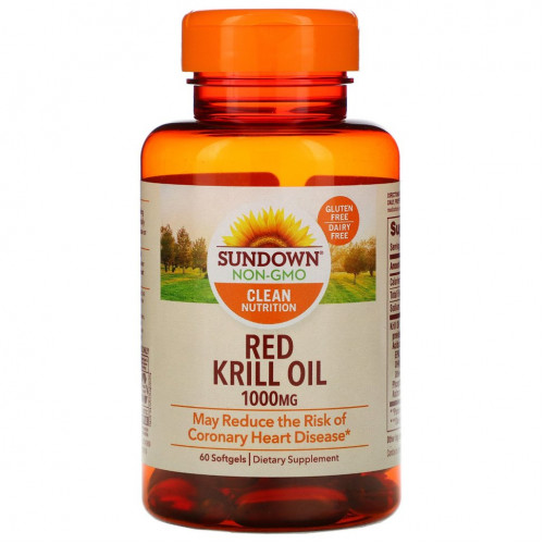 Sundown Naturals, Масло красного криля, 1000 мг, 60 мягких таблеток