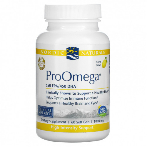 Nordic Naturals, ProOmega, со вкусом лимона, 1000 мг, 60 мягких капсул