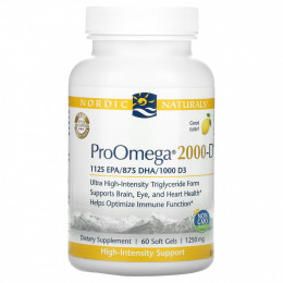 Nordic Naturals, ProOmega 2000-D, Лимон, 1250 мг, 60 мягких таблеток