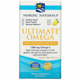 Nordic Naturals, Ultimate Omega, со вкусом лимона, 640 мг, 60 капсул