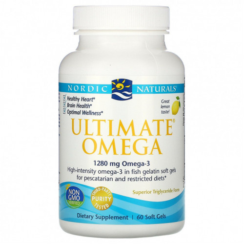 Nordic Naturals, Ultimate Omega, со вкусом лимона, 640 мг, 60 капсул