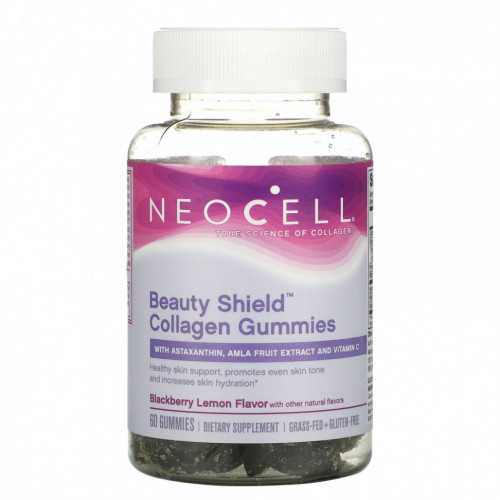 Neocell, Beauty Shield, жевательные мармеладки с коллагеном, ежевика и лимон, 60 жевательных таблеток