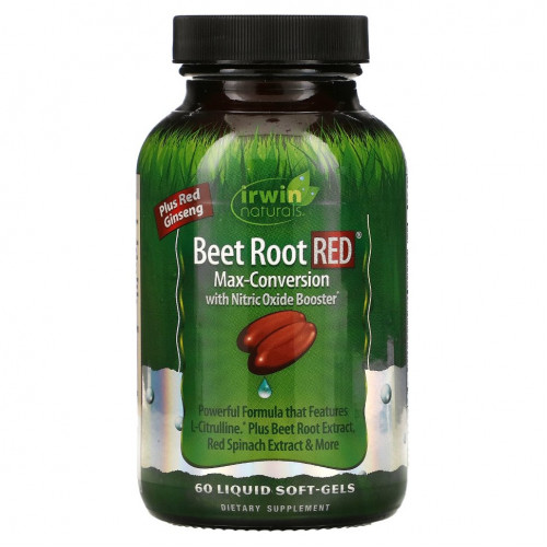 Irwin Naturals, Beet Root RED, Максимальная конверсия с ускорителем окиси азота, 60 мягких капсул с жидким наполнителем