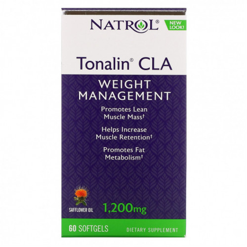 Natrol, Tonalin CLA, конъюгированная линолевая кислота (КЛК), 1200 мг, 60 мягких таблеток