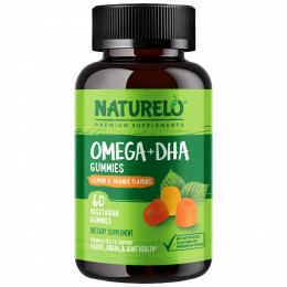 NATURELO, Omega+DHA Gummy, Lemon & Orange, 60 Vegetarian Gummies