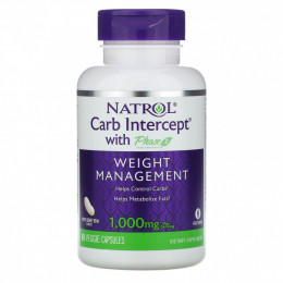 Natrol, Carb Intercept с Phase 2 Carb Controller, 500 мг, 60 растительных капсул