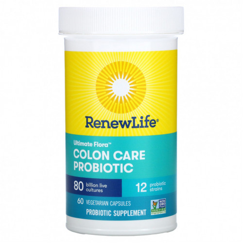 Renew Life, Ultimate Flora Colon Care Probiotic, 80 млрд КОЕ, 60 вегетарианских капсул