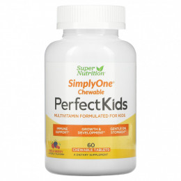 Super Nutrition, Perfect Kids, мультивитаминный комплекс для детей, вкус лесных ягод, 60 вегетарианских жевательных таблеток