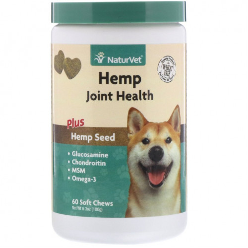 NaturVet, Hemp Joint Health, добавка для здоровья суставов с семенами конопли, 60 мягких жевательных таблеток, 180 г (6,3 унции)