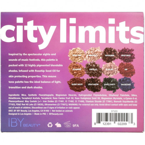 IBY Beauty, Eye Shadow Palette, City Limits, 0.42 oz (12 g)