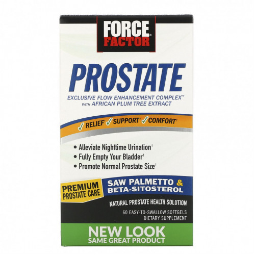 Force Factor, Prostate, натуральное средство для здоровья простаты, 60 удобных капсул