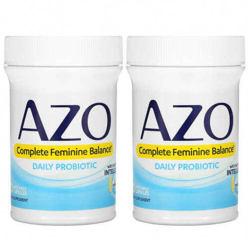 Azo, Complete Feminine Balance, пробиотик для ежедневного приема, 5 млрд активных культур, 60 капсул для приема один раз в день