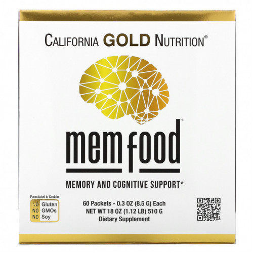 California Gold Nutrition, MEM Food, для поддержки памяти и когнитивных функций, 60 пакетиков по 8,5 г (0,3 унции) каждый