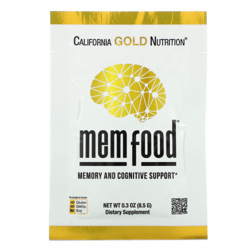 California Gold Nutrition, MEM Food, для поддержки памяти и когнитивных функций, 60 пакетиков по 8,5 г (0,3 унции) каждый