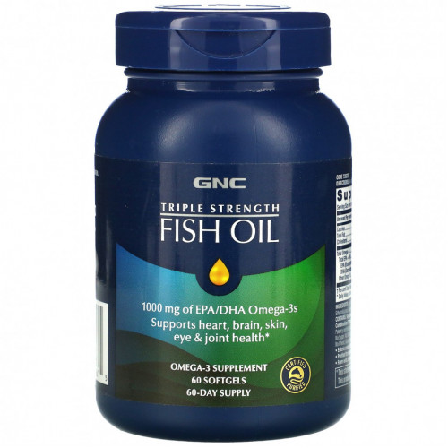 GNC, Triple Strength, Fish Oil, 60 Softgels