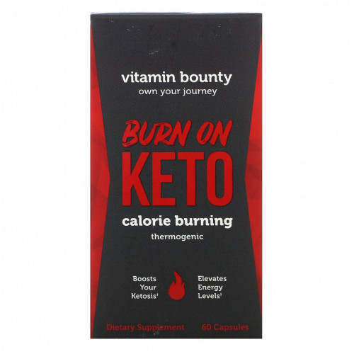 Vitamin Bounty, Burn On Keto, термогенное средство для сжигания калорий, 60 капсул