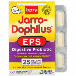 Jarrow Formulas, Jarro-Dophilus EPS, пробиотики, 25 млрд, 60 вегетарианских капсул с технологией Enteroguard