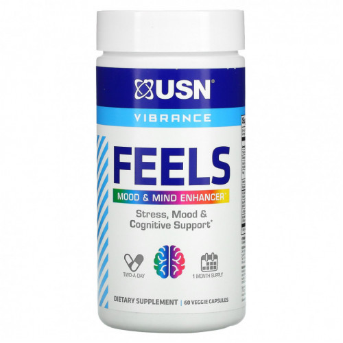 USN North America, Inc., FEELS - Mood & Mind Enhancer, 60 растительных капсул