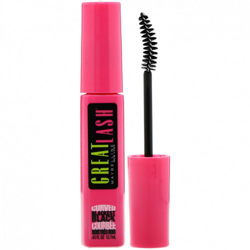 Maybelline, Тушь для ресниц с изогнутой щеточкой Great Lash, оттенок 120 угольно-черный, 12,7 мл