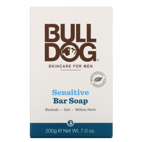 Bulldog Skincare For Men, Кусковое мыло, для чувствительной кожи, 200 г (7,0 унции)