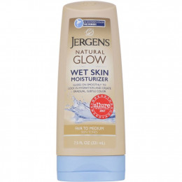 Jergens, Увлажняющее средство Natural Glow для нанесения на влажную кожу, Wet Skin Moisturizer, оттенок Fair to Medium (221 мл)