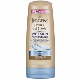 Jergens, Увлажняющее средство Natural Glow для нанесения на влажную кожу, укрепляющее, оттенок Medium to Tan (221 мл)