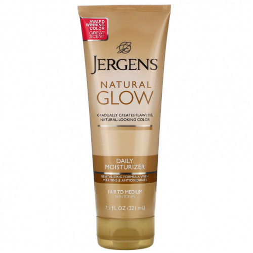 Jergens, Увлажняющее средство Natural Glow для ежедневного ухода, оттенок Fair to Medium (221 мл)