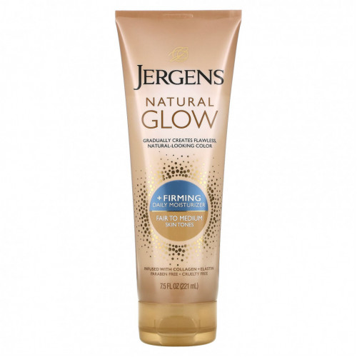 Jergens, Natural Glow, укрепляющее ежедневное увлажняющее средство, от умеренного до среднего, 221 мл (7,5 жидк. Унции)