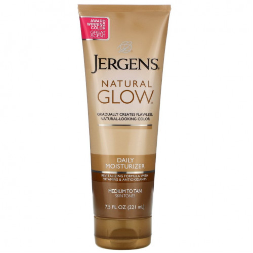 Jergens, Увлажняющее средство Natural Glow для ежедневного ухода, Daily Moisturizer, оттенок Medium to Tan (221 мл)