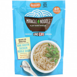 Miracle Noodle, Суп с лапшой на костном бульоне, куриный, 215 г (7,6 унции)