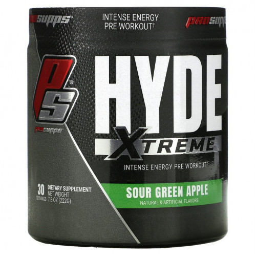 ProSupps, Hyde Xtreme, предтренировочная энергетическая добавка, кислое зеленое яблоко, 222 г (7,8 унции)