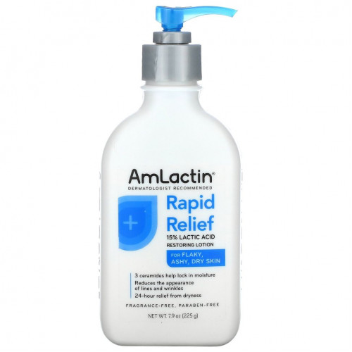 Amlactin, Rapid Relief, восстанавливающий лосьон для кожи с 15% молочной кислотой, без отдушки, 225 г (7,9 унции)