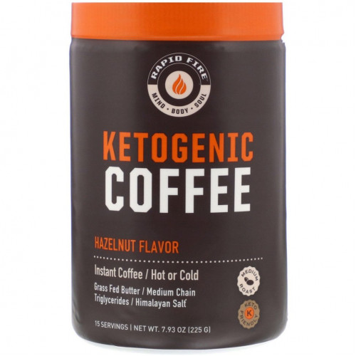 RAPIDFIRE, Ketogenic Coffee, фундук, растворимый, средней обжарки, 225 г (7,93 унции)