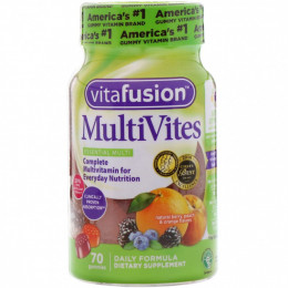 VitaFusion, MutiVites, комплекс мультивитаминов, со вкусом натуральных ягод, персика и апельсина, 70 жевательных мармеладок