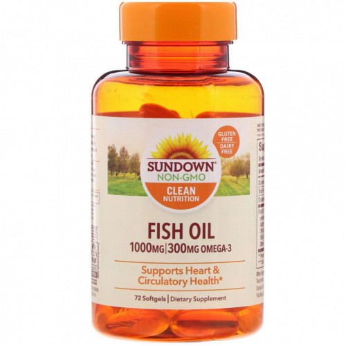 Sundown Naturals, Fish Oil, 1000 mg, 72 Softgels