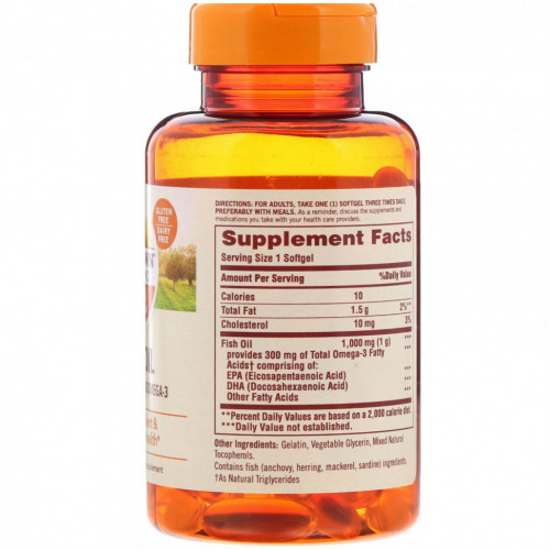 Sundown Naturals, Fish Oil, 1000 mg, 72 Softgels