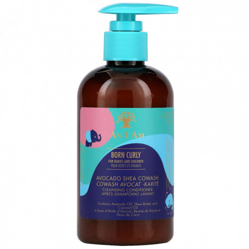 As I Am, Born Curly For Babies and Children, Avocado Shea Cowash, 8 fl oz (240 ml)