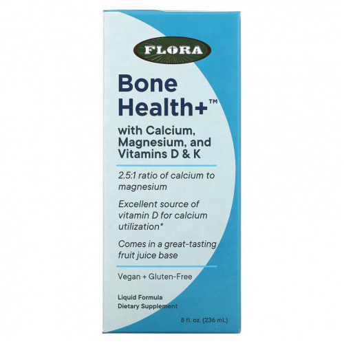 Flora, Bone Health + с кальцием, магнием и витаминами D и K, жидкий, 236 мл (8 жидк. Унций)