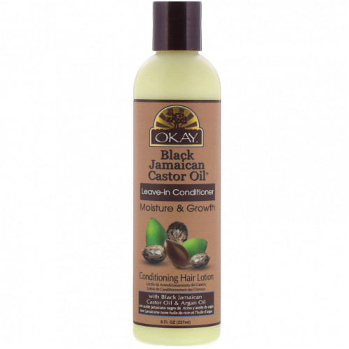 Okay Pure Naturals, Black Jamaican Castor Oil, черное ямайское касторовое масло, несмываемый кондиционер, 237 мл (8 жидк. унций)