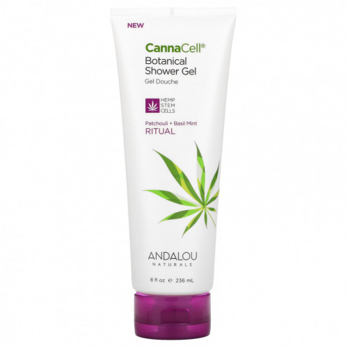 Andalou Naturals, CannaCell, растительный гель для душа, пачули + базилик и мята, 236 мл (8 жидк. Унций)