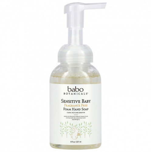 Babo Botanicals, Мыло для рук Sensitive Baby Foam, без отдушек, 8 жидких унций (237 мл)