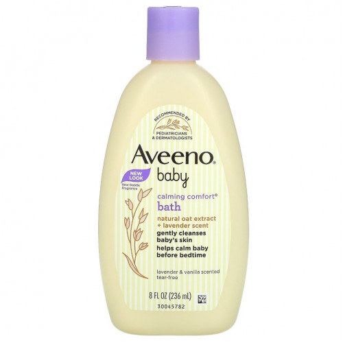 Aveeno, Продукция для детей, Успокаивающее средство для ванны с лавандой и ванилью, 8 жидких унций (236 мл)