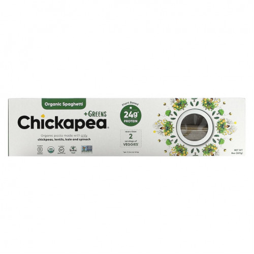 Chickapea, Органические спагетти с зеленью, 227 г (8 унций)