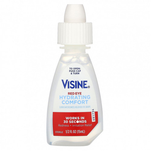 Visine, Red Eye Hydrating Comfort, глазные капли для увлажнения и снятия покраснения, 15 мл (0,5 жидк. унции)