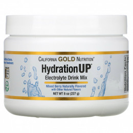 California Gold Nutrition, HydrationUP, порошок для приготовления электролитического напитка, смесь ягод, 227 г (8 унций)