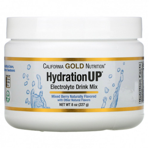 California Gold Nutrition, HydrationUP, порошок для приготовления электролитического напитка, смесь ягод, 227 г (8 унций)