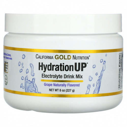 California Gold Nutrition, HydrationUP, порошок для приготовления электролитического напитка, виноград, 227 г (8 унций)