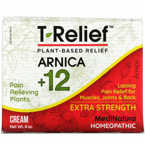 MediNatura, T-Relief, Plant-Based Extra Strength Pain Cream, 8 oz